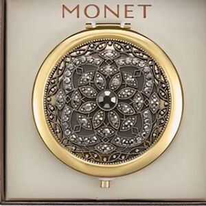 Monet Gold and Black Ornate Compact